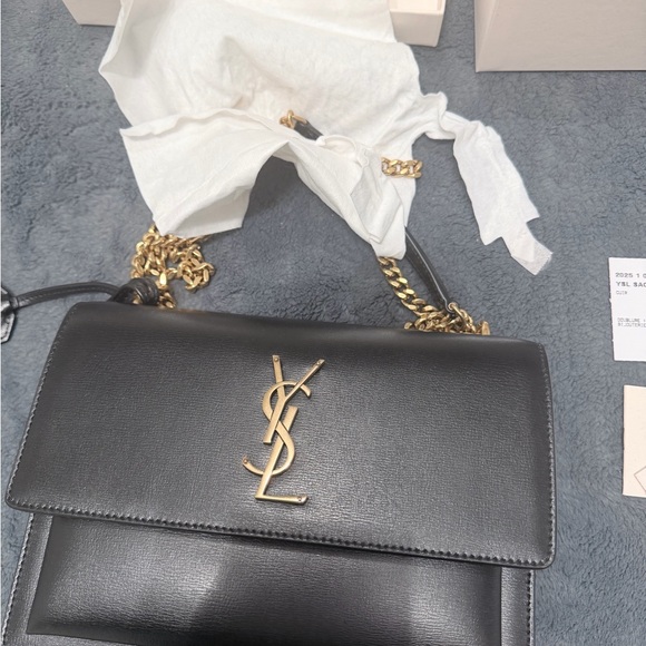 Yves Saint Laurent Handbags - Yves Saint Laurent Black Leather Shoulder Bag - Sunset Medium